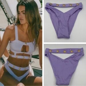NWT $225 Monica Hansen Rich & Fab Cut Out Bikini BOTTOM Lavender Revolve lion